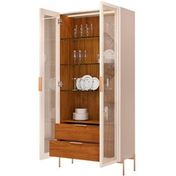 Kit Aparador Buffet Lia com Cristaleira Tarsila Orgânico D05 Off White Freijó - Lyam Decor - 10