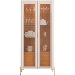 Kit Aparador Buffet Lia com Cristaleira Tarsila Orgânico D05 Off White Freijó - Lyam Decor - 3