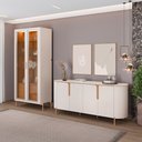 Ver imagem 1 de Kit Aparador Buffet Lia com Cristaleira Tarsila Orgânico D05 Off White Freijó - Lyam Decor