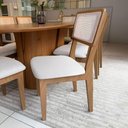 Ver imagem 6 de Conjunto Sala de Jantar Mesa 2 m X 1 m Tampo Barril e 6 Cadeiras Tela Palha e Assento Estofado 100%