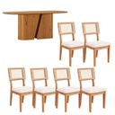 Ver imagem 2 de Conjunto Sala de Jantar Mesa 2 m X 1 m Tampo Barril e 6 Cadeiras Tela Palha e Assento Estofado 100%