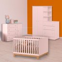 Ver imagem 1 de Conjunto Berço Mini Cama Slim, Cômoda Sapateira e Guarda Roupa C/ Cômoda Rosa