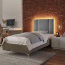 Ver imagem 1 de Cabeceira Estofada Cama Box Solteiro com Led Star 90cm Linho Cinza