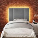 Ver imagem 4 de Cabeceira Estofada Cama Box Solteiro com Led Star 90cm Linho Cinza