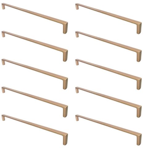 Kit 10 Puxadores Dourados para Móveis Furação 256mm Gavetas Armários Bancada Oreiras Torralba