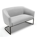 Ver imagem 1 de Sofá Namoradeira 2 Lugares Base Industrial Preto Stella Suede D03 - D'Rossi Cor Cinza