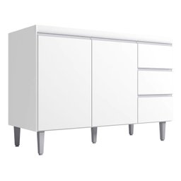 Balcão Gabinete Multiuso Andreia 100cm 2 Portas 1 Gaveta Amendoa/pt Ajl Móveis - 1