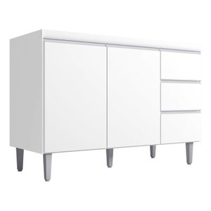 Balcão Gabinete Multiuso Andreia 100cm 2 Portas 1 Gaveta Amendoa/pt Ajl Móveis