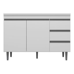 Balcão Gabinete Multiuso Andreia 100cm 2 Portas 1 Gaveta Amendoa/pt Ajl Móveis - 3