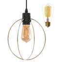 Ver imagem 1 de Luminária Pendente Taschibra Circle, Preto e Dourado e Lâmpada LED Filamento 2700K, Âmbar, 5