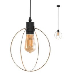 Luminária Pendente Taschibra Circle, Preto e Dourado e Lâmpada LED Filamento 2700K, Âmbar, 5 - 3
