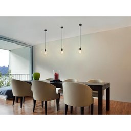 Luminária Pendente Taschibra Circle, Preto e Dourado e Lâmpada LED Filamento 2700K, Âmbar, 5 - 4