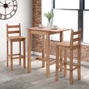 Ver imagem 4 de Mesa Alta Dobrável e 2 Banquetas de Madeira Maciça Marrom Antique
