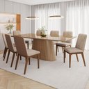 Ver imagem 1 de Mesa de Jantar 8 Lugares Olívia 200cm com Vidro Nature/corano/caramelo/creme - Henn