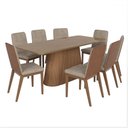 Ver imagem 2 de Mesa de Jantar 8 Lugares Olívia 200cm com Vidro Nature/corano/caramelo/creme - Henn