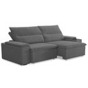Ver imagem 1 de Sofá Retrátil Reclinável para Sala 3 Lugares 245cm Ricci F04 Veludo Cinza Escuro - Lyam Decor