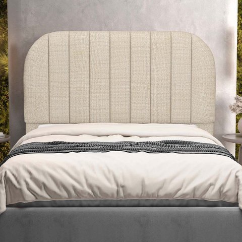 Cabeceira Cama Box Queen Estofada Orgânica 160cm Alice W01 Linho Palha - Lyam Decor
