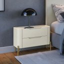 Ver imagem 1 de Mesa de Cabeceira Bend 2 Gavetas Incolar Luna com Pé Dourado
