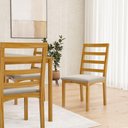 Ver imagem 2 de Cadeira Cecília Encosto e Pés de Madeira Maciça Assento Estofada para Mesa de Jantar Veludo Bege
