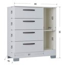 Ver imagem 6 de Cômoda 868 4 Gavetas e 1 Porta com Guarda Roupa Solteiro Tóquio 4 Portas Branco Brilho - Poquema