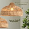 Pendente em Fibra Natural Boho Artesanal E27 Rattan Mesa Nat77 - 3