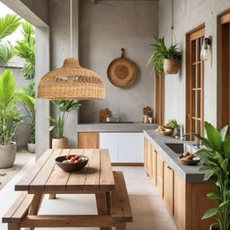 Pendente em Fibra Natural Boho Artesanal E27 Rattan Mesa Nat77 - 6