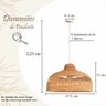 Pendente em Fibra Natural Boho Artesanal E27 Rattan Mesa Nat77 - 7