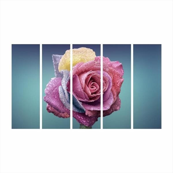 Quadro Decorativo Mosaico Botão de Rosa 5 Peças 60x100cm - 1