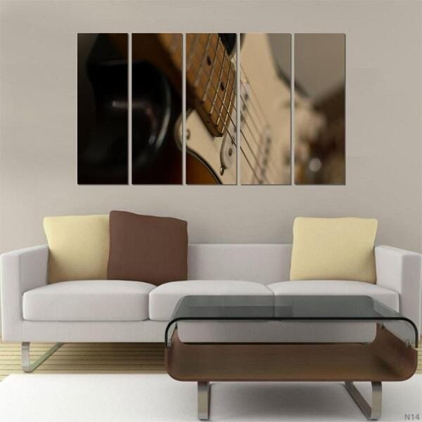 Quadro Decorativo Mosaico Guitarra Musica 60x100cm 5 peças - 2