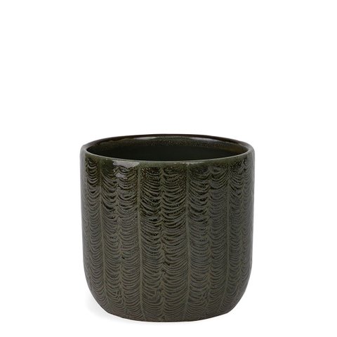 Cachepot Decorativo em Cerâmica Verde Escuro 14,5cm 22853 Mart