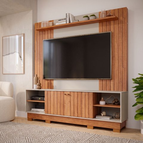 Estante Ripado para TV até 70 Polegadas 100% MDF 180CMX196,4cm Caribe