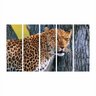 Quadro Decorativo Mosaico Onça Pintada 5 Peças 60x100cm - 1