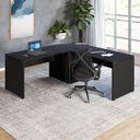 Ver imagem 1 de Mesa para Escritório em L Mesa L 190cm x 70cm Pés Painel Moderno sem Gavetas Preto F5 Office