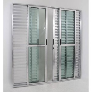 Porta de Alumínio de Correr Balcão 6 Folhas 2,10 x 1,50 Linha 25 Com Chave Cor Brilhante