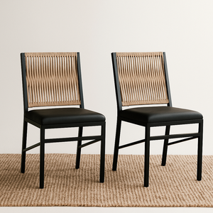 Cadeira Preta Corda Nautica Bege Varanda Sacada Cozinha Kit2 Tinta Eletrostática