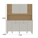 Ver imagem 3 de Armário de Cozinha Compacto Botanika 6 Portas 2 Gavetas Nicho P/micro-ondas 1,79m - Freijó/soft