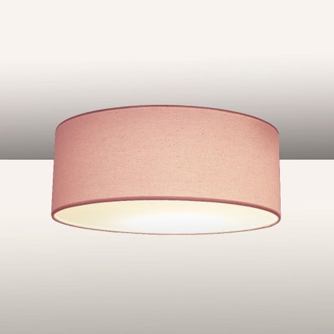 Luminária Plafon Redondo Cúpula em Tecido 50x15:rosa5955