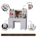 Ver imagem 4 de Penteadeira com Banqueta Estofada Infanto-juvenil Branco em Mdf 5 Gavetas 2 Portas