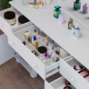 Ver imagem 3 de Penteadeira com Banqueta Estofada Infanto-juvenil Branco em Mdf 5 Gavetas 2 Portas