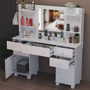 Ver imagem 2 de Penteadeira com Banqueta Estofada Infanto-juvenil Branco em Mdf 5 Gavetas 2 Portas