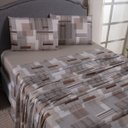 Ver imagem 2 de Jogo de Cama Lençol Queen Lótus Micropercal 400 Fios Estampado Toque Macio 4 Peças Geométrico Avelã