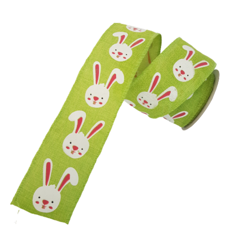 Fita Aramada Verde com Coelhinho Branco Comp 9.14m