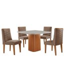 Ver imagem 2 de Mesa de Jantar Eloise 90cm Tampo Mdf 4 Cadeiras Moderna Veludo Capuccino/nat/off/serig. Off