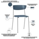 Ver imagem 3 de Kit 04 Cadeiras Empilhável Fixa Atom F02 Base Aço Cinza Azul - Lyam Decor
