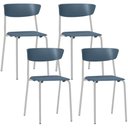 Ver imagem 1 de Kit 04 Cadeiras Empilhável Fixa Atom F02 Base Aço Cinza Azul - Lyam Decor