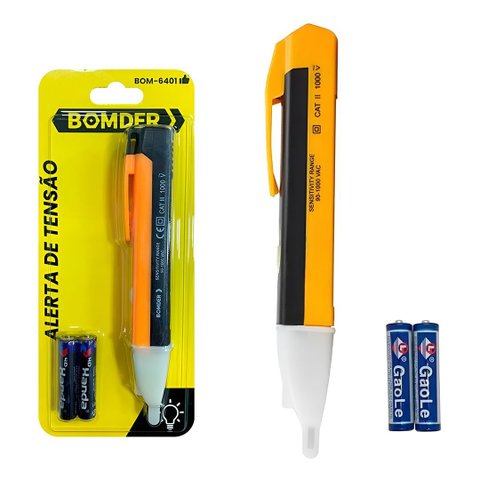 Caneta Detectora de Tensão 90-1000v com Luz Led Bip Sonoro Cor:amarelo