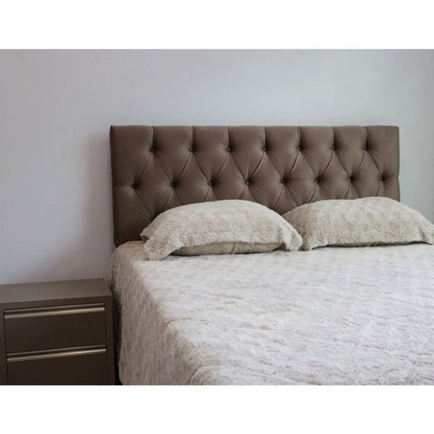 Cabeceira Estofada Casal Capitonê Marrom Suede