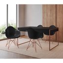 Ver imagem 1 de Mesa Jantar Industrial Preta 137X90Cm Com 4 Poltronas Pretas Base Cobre Cor: Preto
