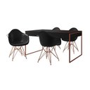 Ver imagem 6 de Mesa Jantar Industrial Preta 137X90Cm Com 4 Poltronas Pretas Base Cobre Cor: Preto