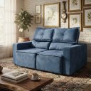 Ver imagem 1 de Sofá Retratil 2 Lugares Compacto Reclinável Suede Moderno Azul